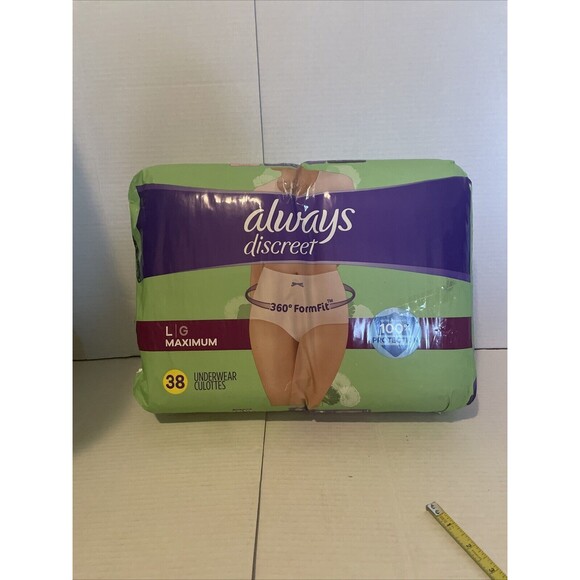 Always Discreet 38 Count L Maximum Underwear Cloths 360 degree FormFit - Picture 1 of 6